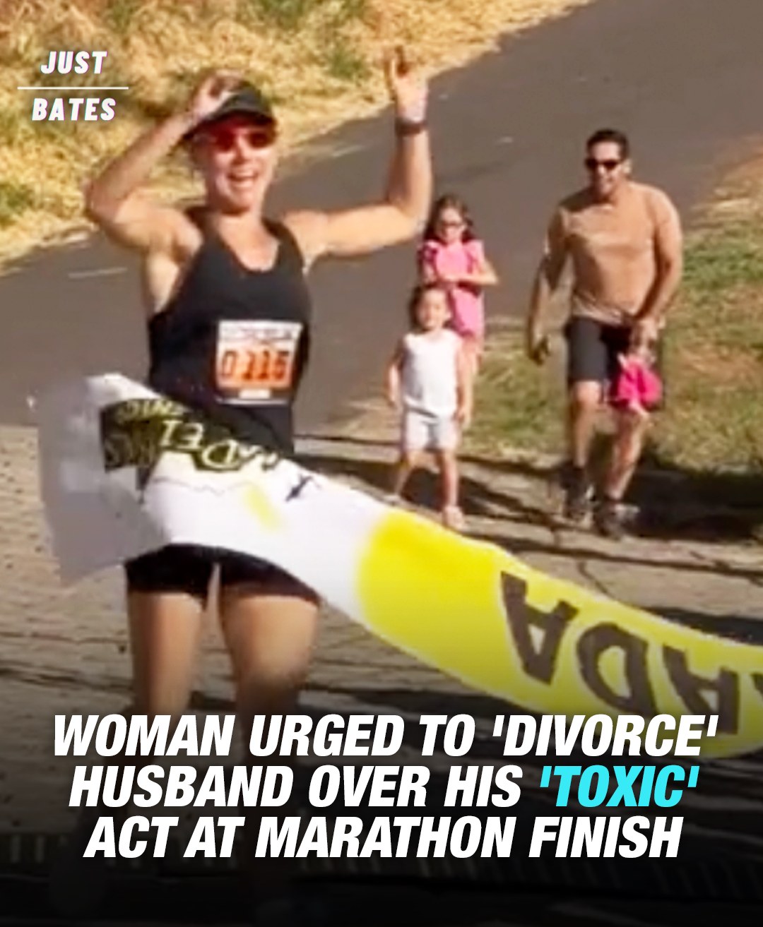 Read more about the article Title: Toxic Behavior or Misunderstanding? The Husband’s Controversial Act at the Marathon Finish Line