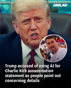 Read more about the article Trump Accused of Using AI in Charlie Kirk Assassination Statement Amid Glitchy Video