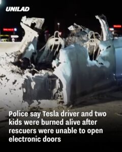 Read more about the article Police Confirm Tragic Deaths of Three in Tesla Blaze, Sparking Concerns Over Car’s Door System