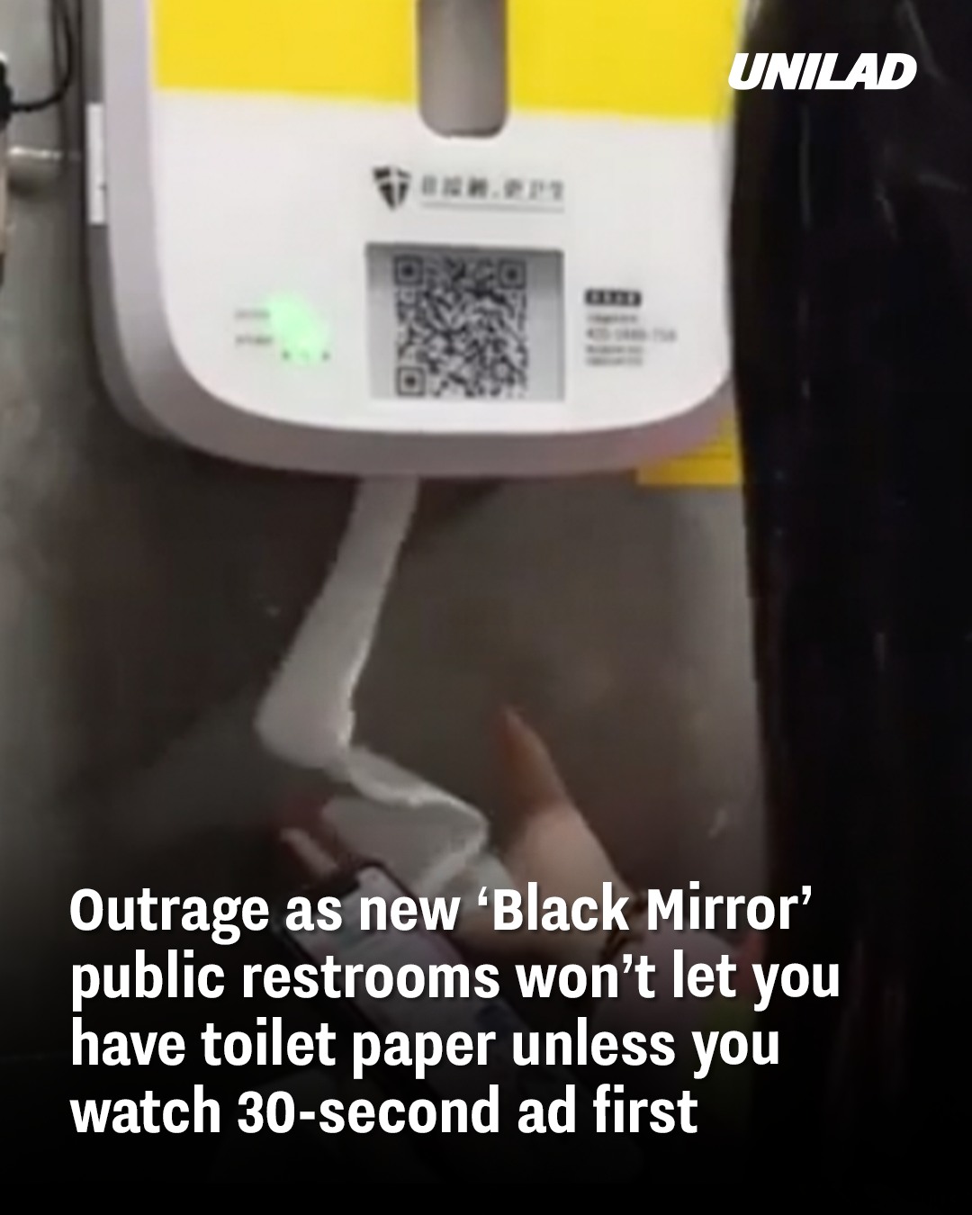 You are currently viewing Outrage as New ‘Black Mirror’-Style Public Restrooms in China Require Watching Ads for Toilet Paper