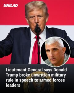 Read more about the article Trump Accused of Breaking Military Tradition During Speech to Armed Forces Leaders