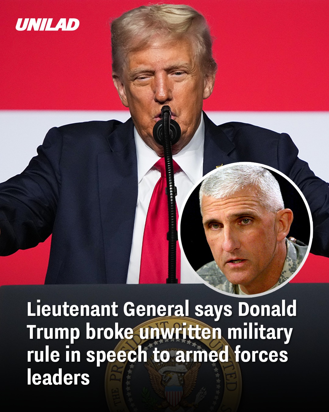 You are currently viewing Trump Accused of Breaking Military Tradition During Speech to Armed Forces Leaders