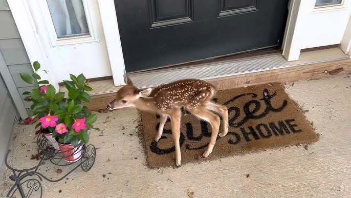 You are currently viewing Tiny Fawn Knocks on Door, Surprises Homeowner in Search for Mom
