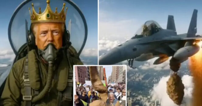Read more about the article Trump posts disturbing AI video of himself dropping poop on No King protestors