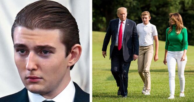 You are currently viewing Barron Trump’s heartbreaking hidden gesture in family photos with Melania and Donald